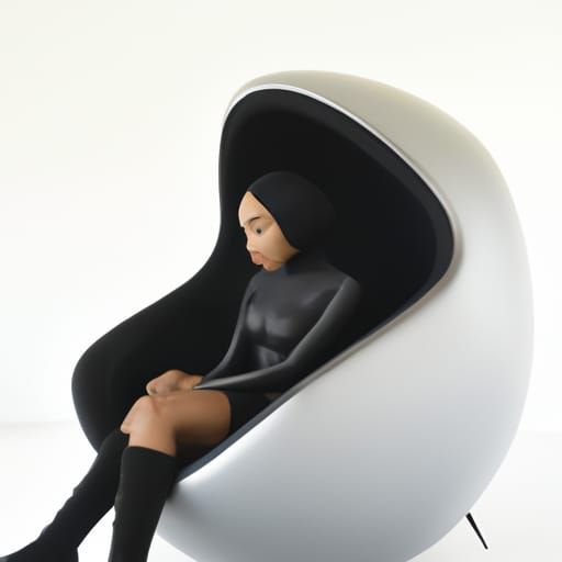 Girl in Pear Chair in Futuristic Style