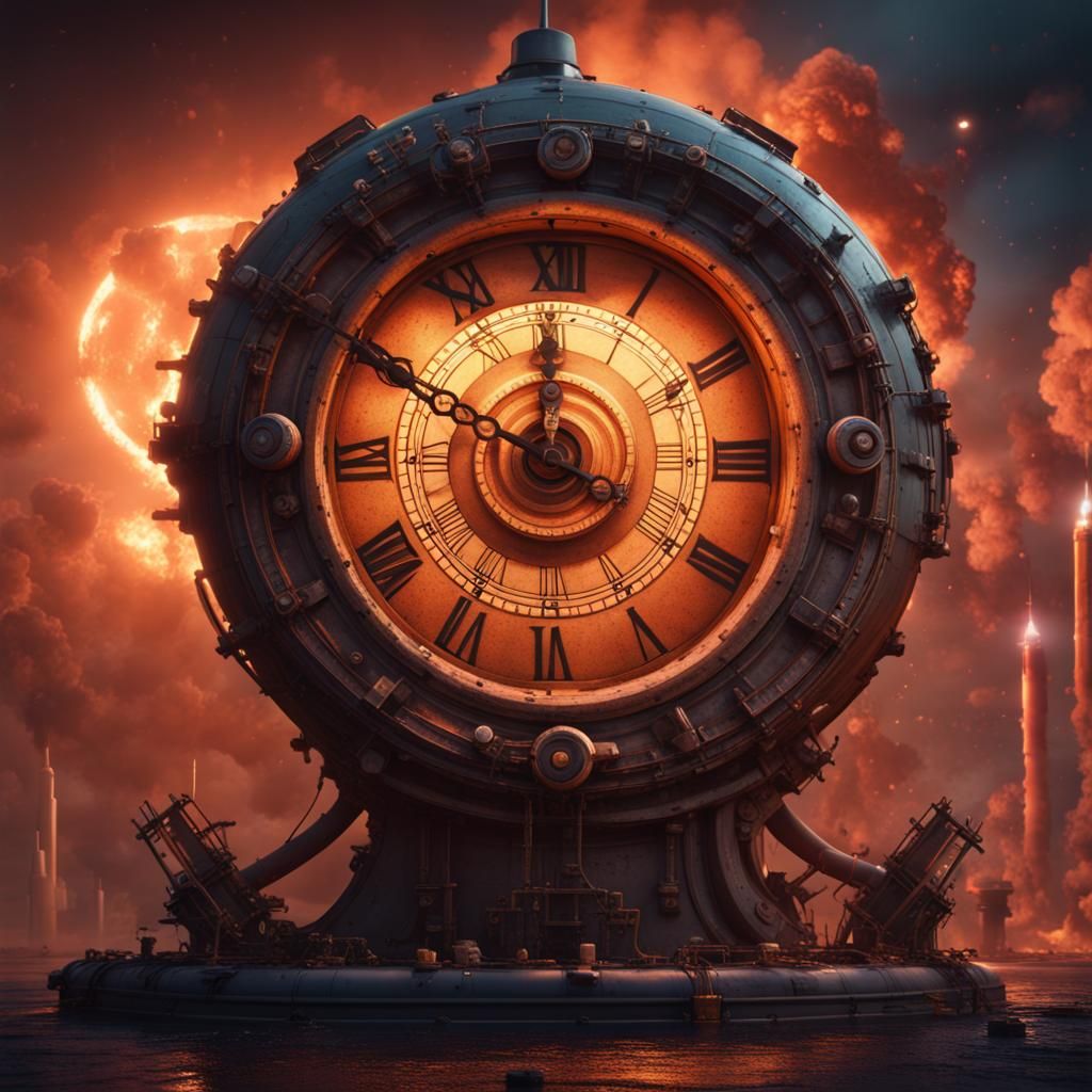 Midnight Clock on Nuclear Missile: Fantasy Concept Art