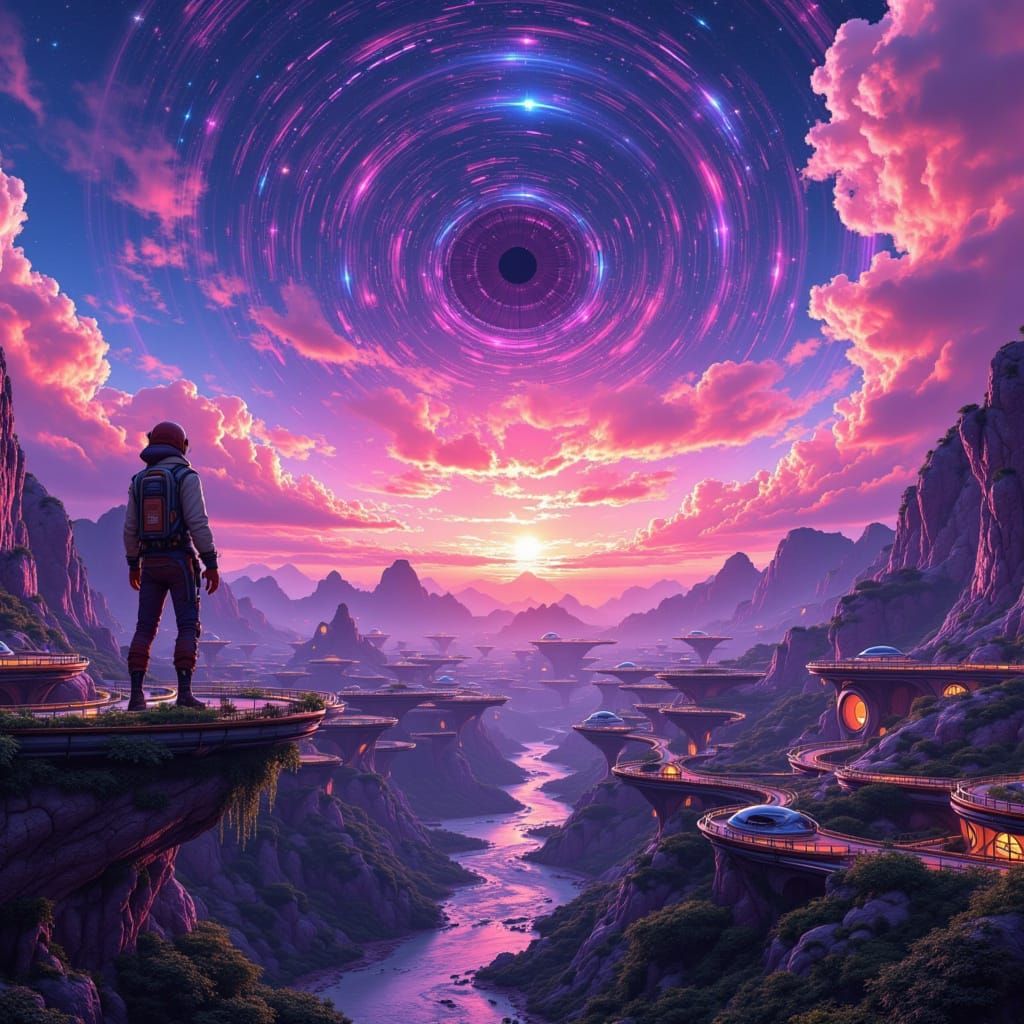 Mystical Realm: Universal Eye in Hyper-Realistic Twilight