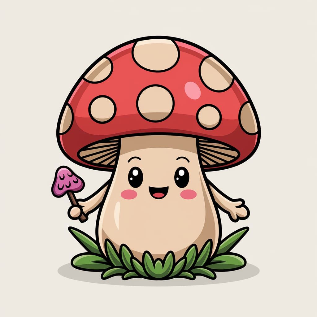 Cute Cartoon Toadstool Character in Fantasy Style
