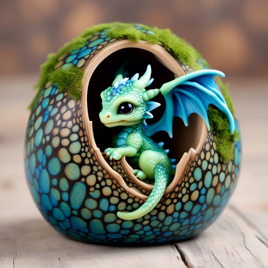 Green and Blue Dragon Hatchling in Magic Glen