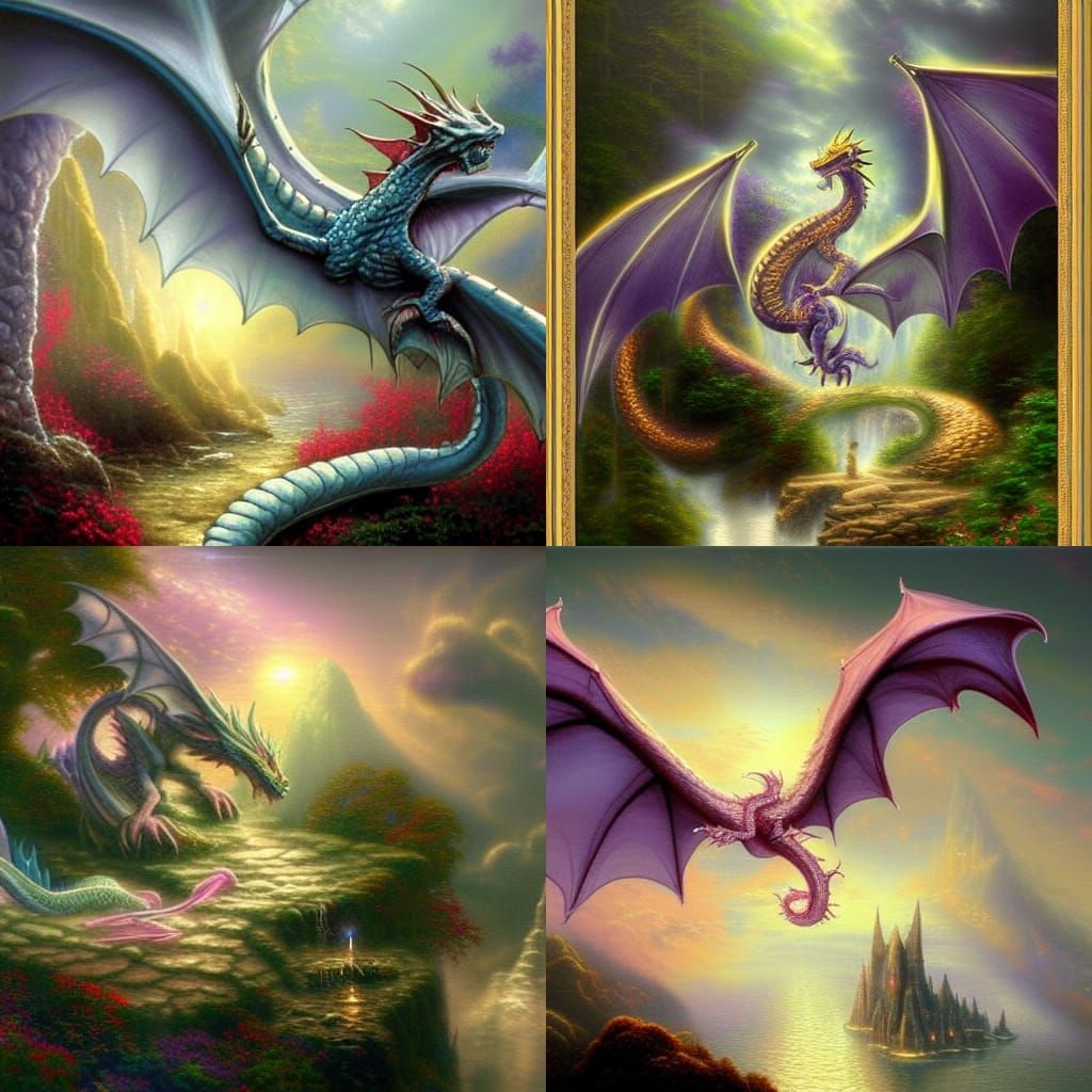 Ethereal Unborn Dragon in a Thomas Kinkade Style