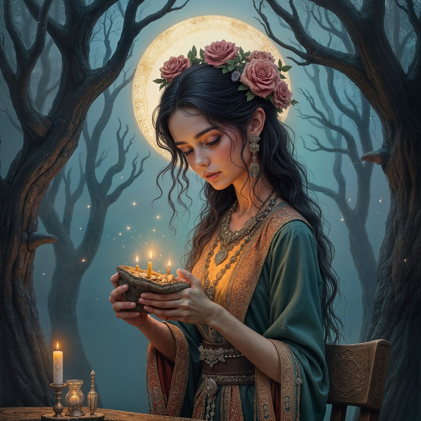 Time-Traveling Gypsy Fortune Teller with Runes