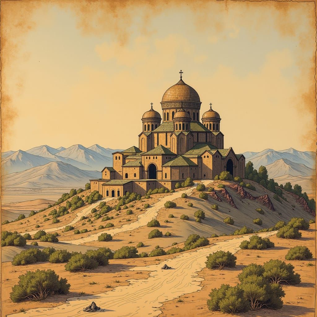 Aghtamar Church in Renaissance Parchment Style