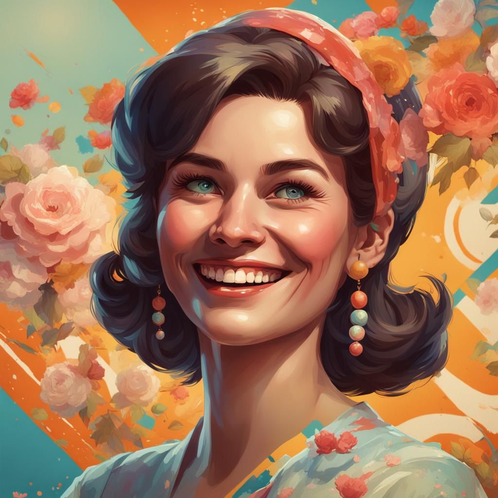 1960s Housewife Portrait in Hyperdetailed Digital Art