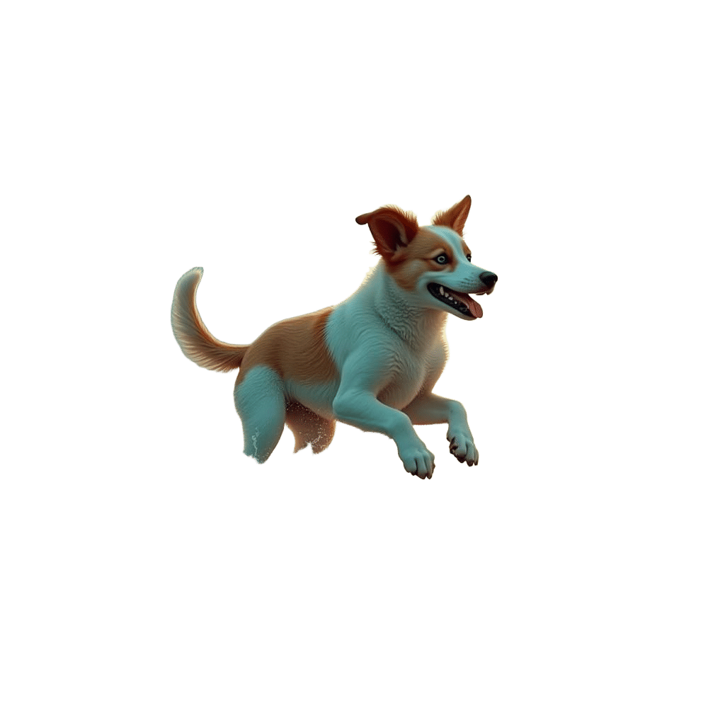 Dog Running on Water with Abstract Fractal Design