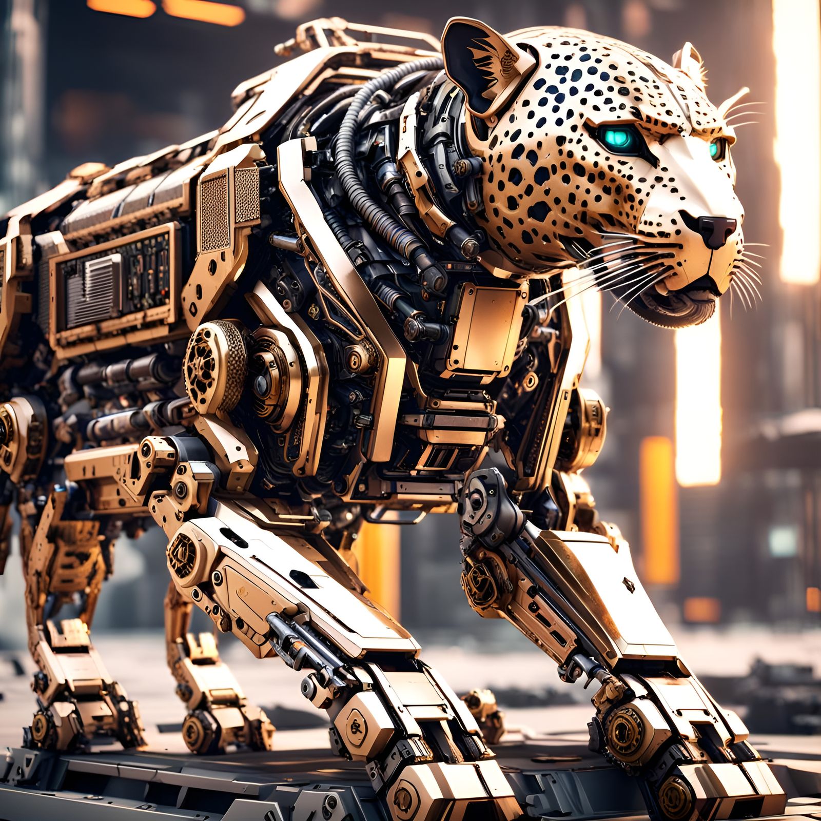 Leopard Robot Soldier in Sci-Fi Style