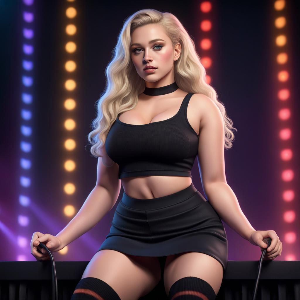 Blonde Singer on Stage in 3D Render