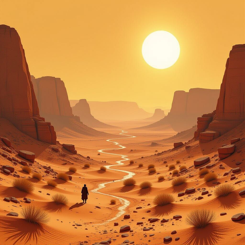 Arid Desert Planet with Ancient Symbols