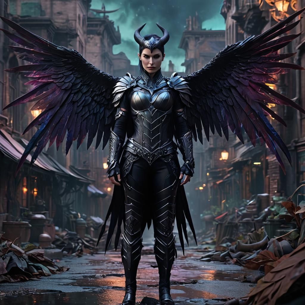 The Morrigan in Bioluminescent Armor