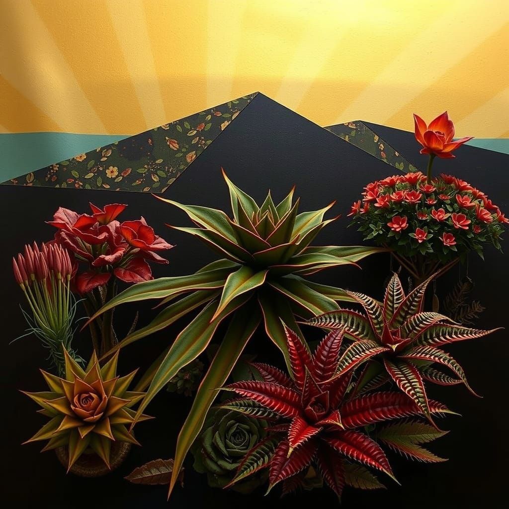 Colorful Fractured Flora in Hyperrealistic Style