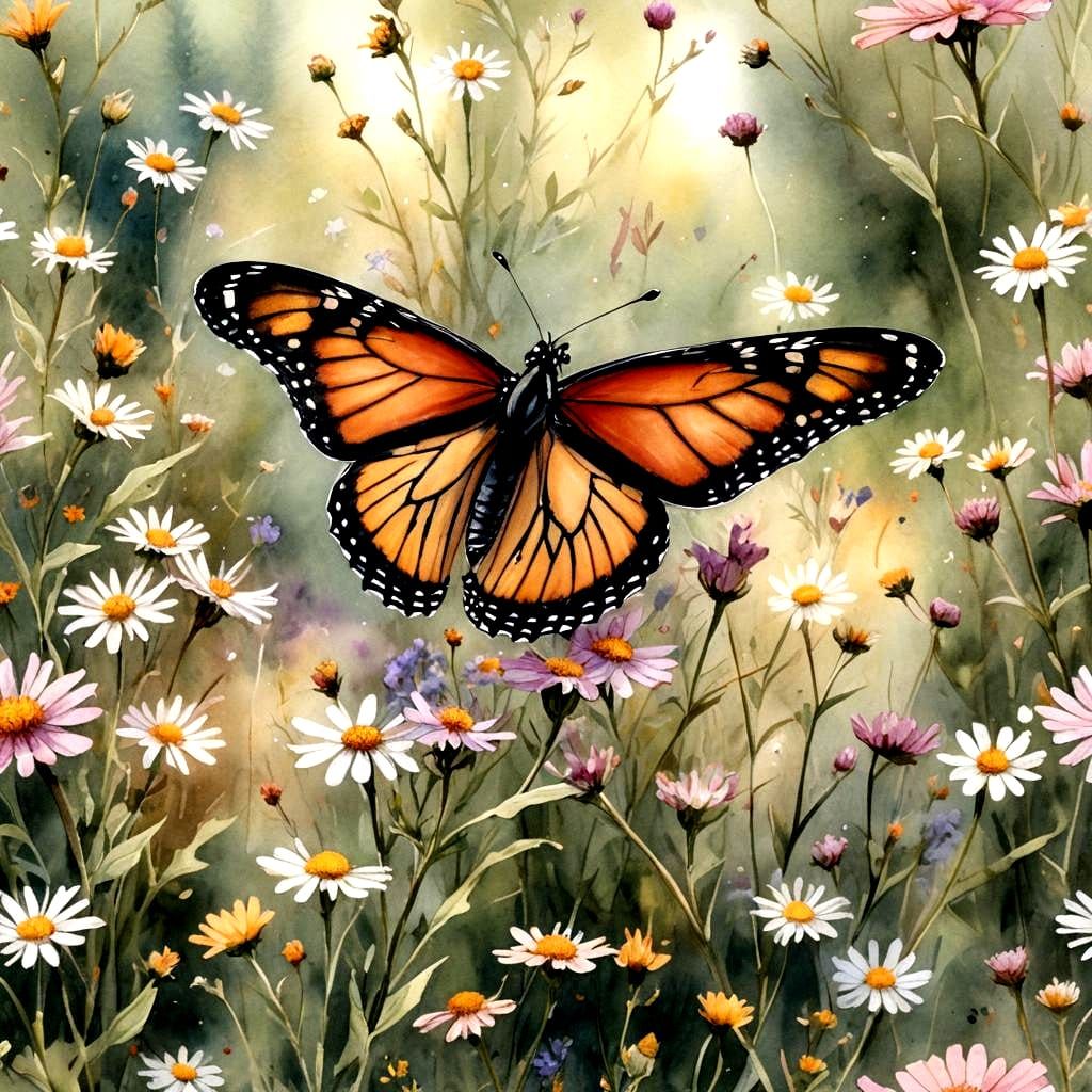 Monarch Butterfly Fairy in Realistic Watercolor