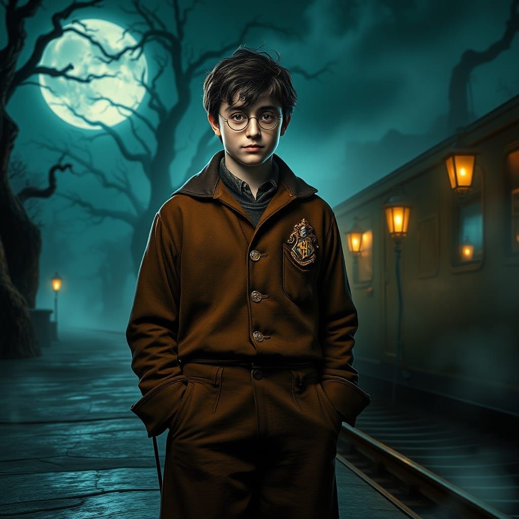 Harry Potter as Railway Porter, Matte Painting Style