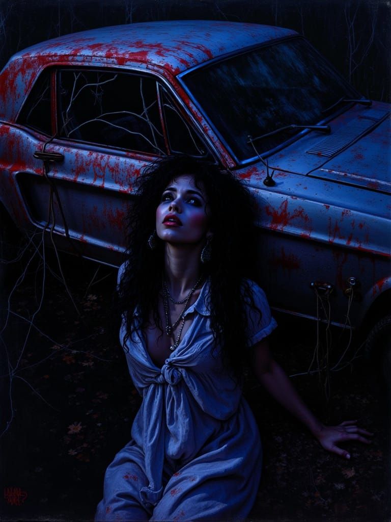 Melancholic Rockstar's Lament in Oil Painting