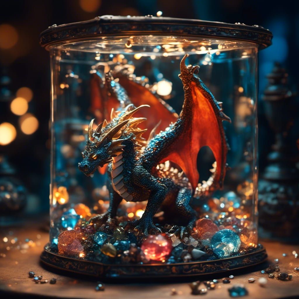 Miniature RPG Dragon in Glass Jewelry Box