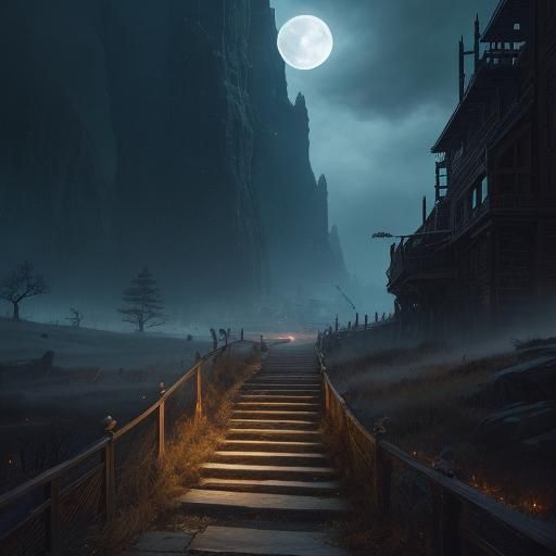 Moonlit Lovers in a Dramatic Digital Painting