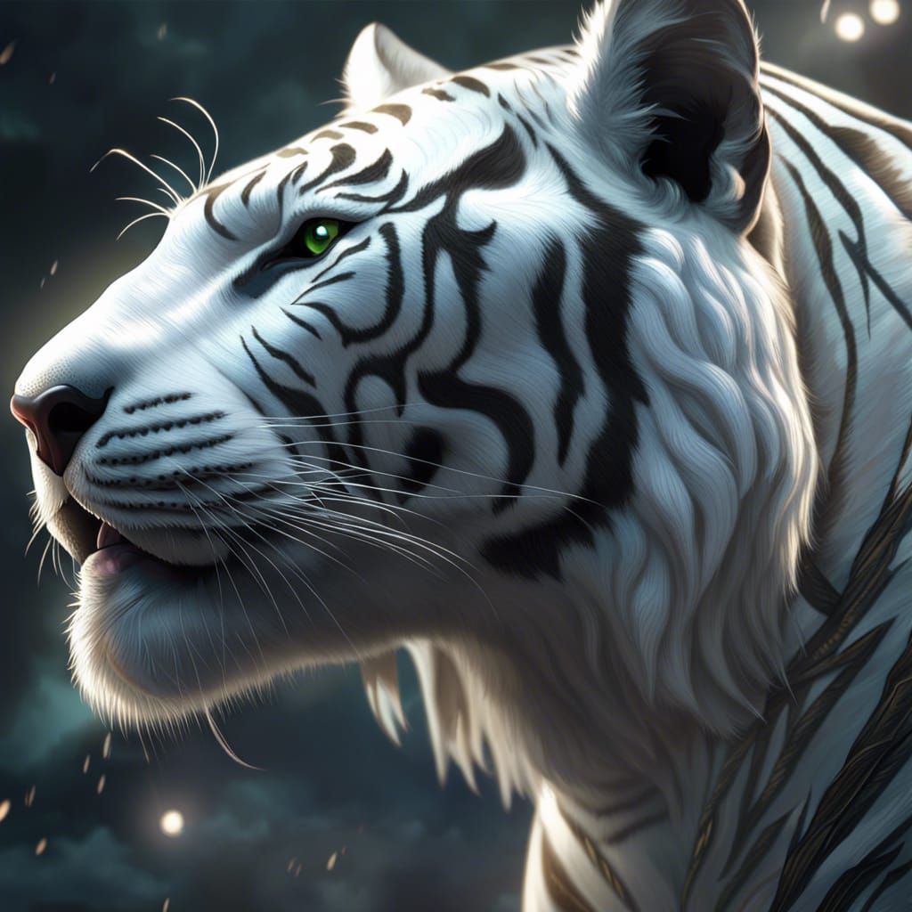 Mighty White Tiger: Dark Fantasy Concept Art