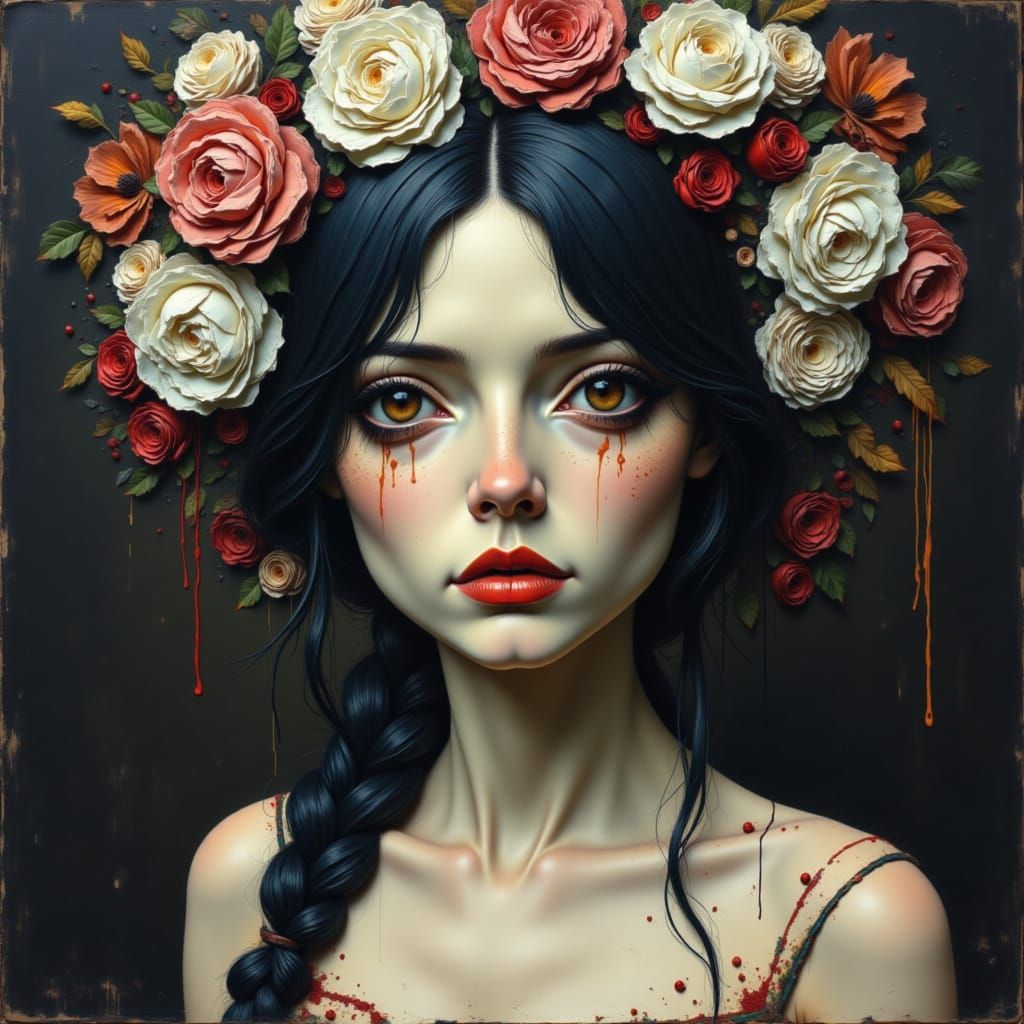 Abstract Textural Composition with Contrasting Elements