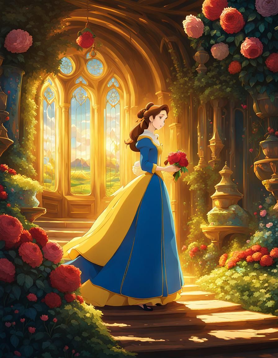 Princess Belle in Studio Ghibli Style