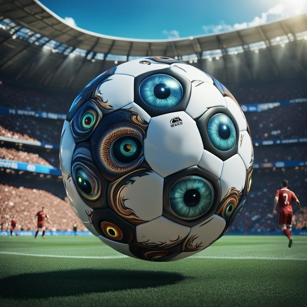 Surreal Soccer Ball Composed of Fantasy Eyes