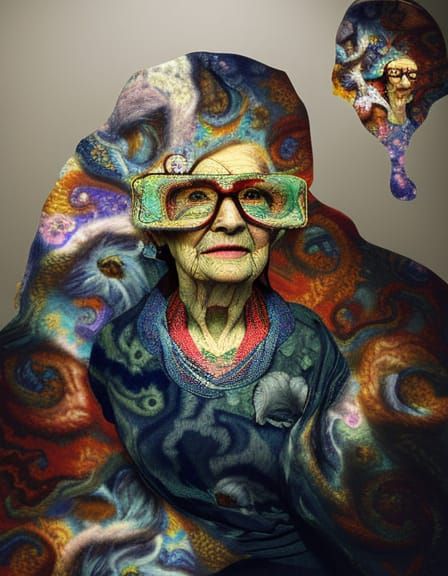Surreal Portrait: An Old Woman Made of Cats