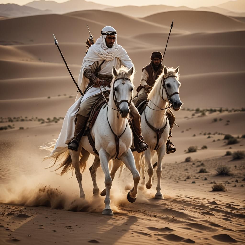 Epic Qizilbash Warrior Rides into Golden Desert Sunset