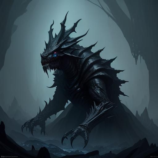 Grotesque Diamond Creature Emerges from Darkness