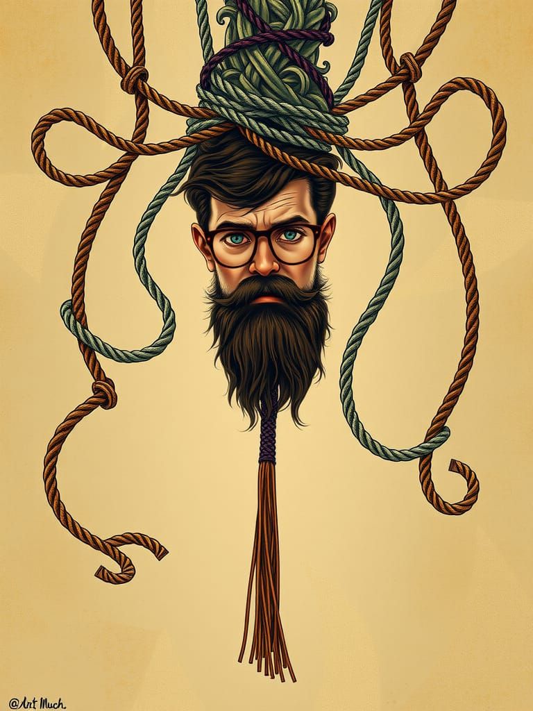Art Nouveau Hanged Man with Beard