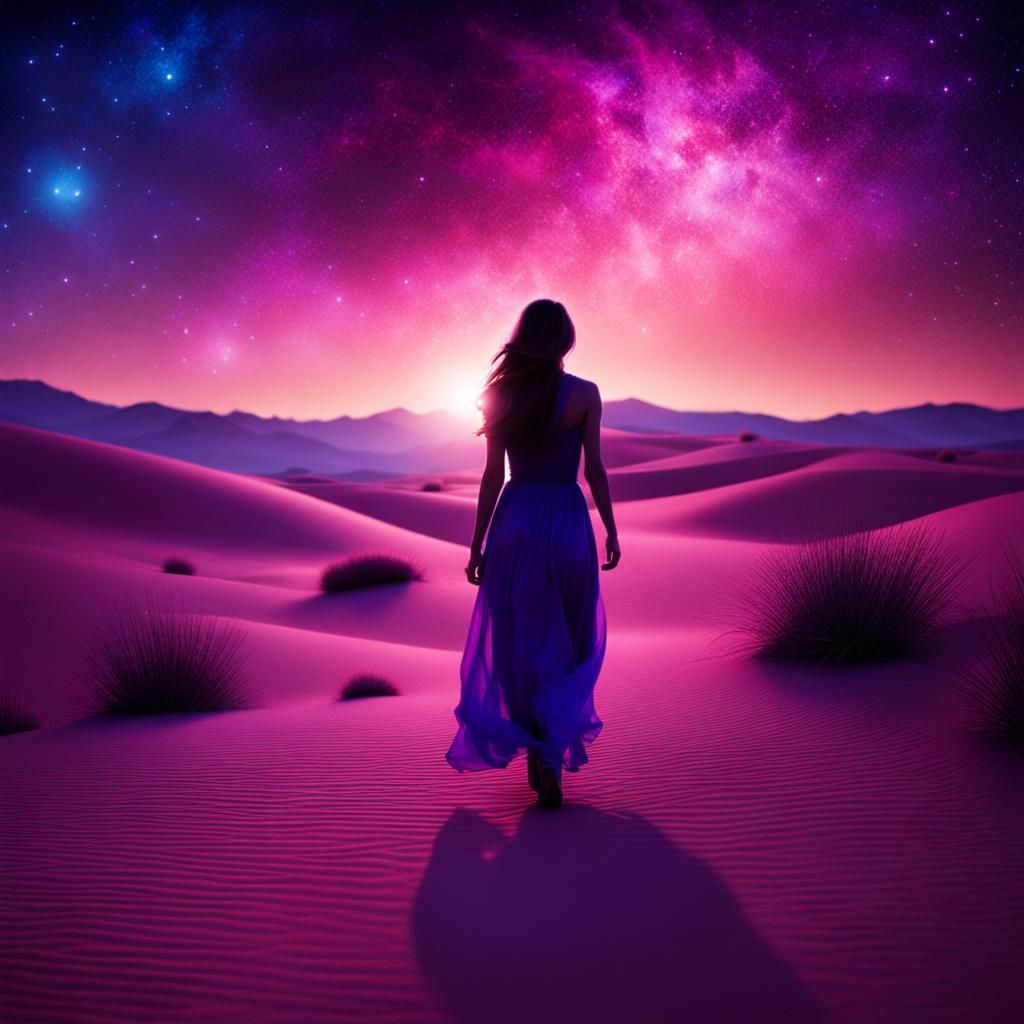 Desert Walker Portrait Under Fantasy Night Sky