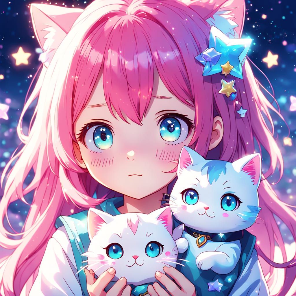 Surreal Anime Beauty Shines with Sparkling Kawaii Style