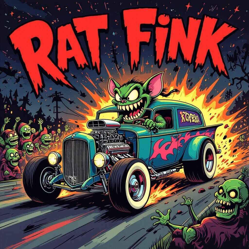 Rat Fink Monster Drive-In Mayhem in Ed Roth Style