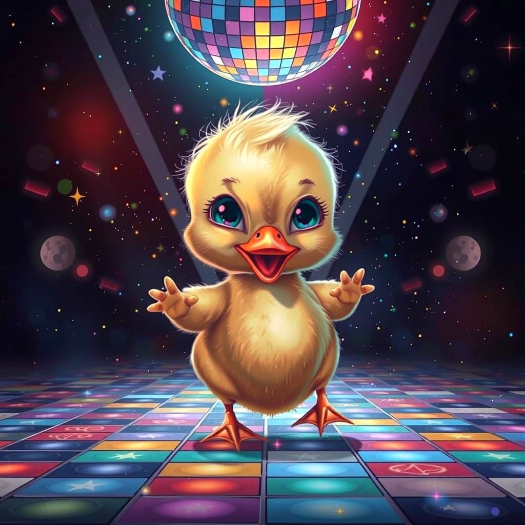 Ducklings Dance in Holographic Cosmic Disco