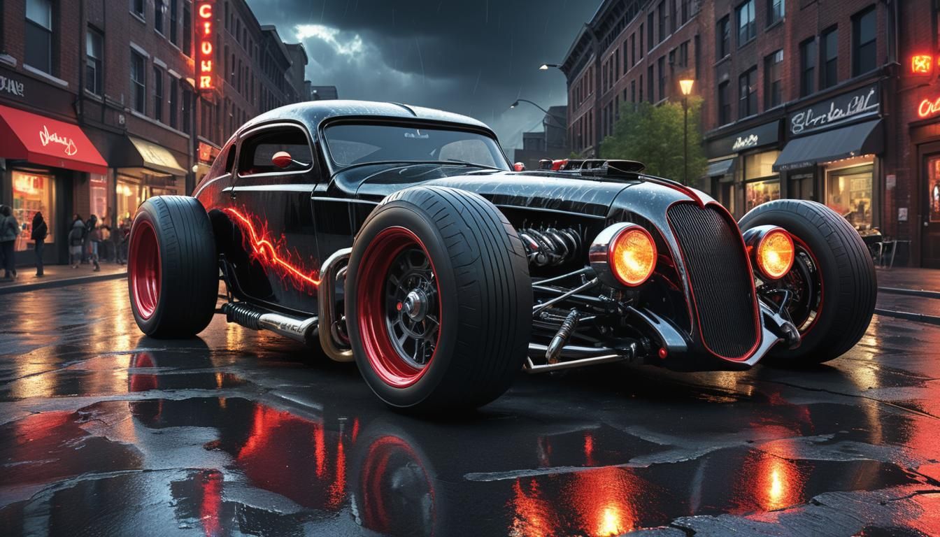 Futuristic Devilish Supercar in Cyberpunk Style