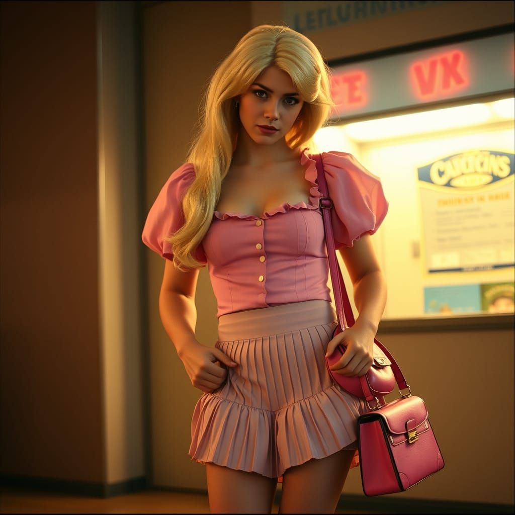 Young Man in Skirt and Wig, Cinematic Film Still