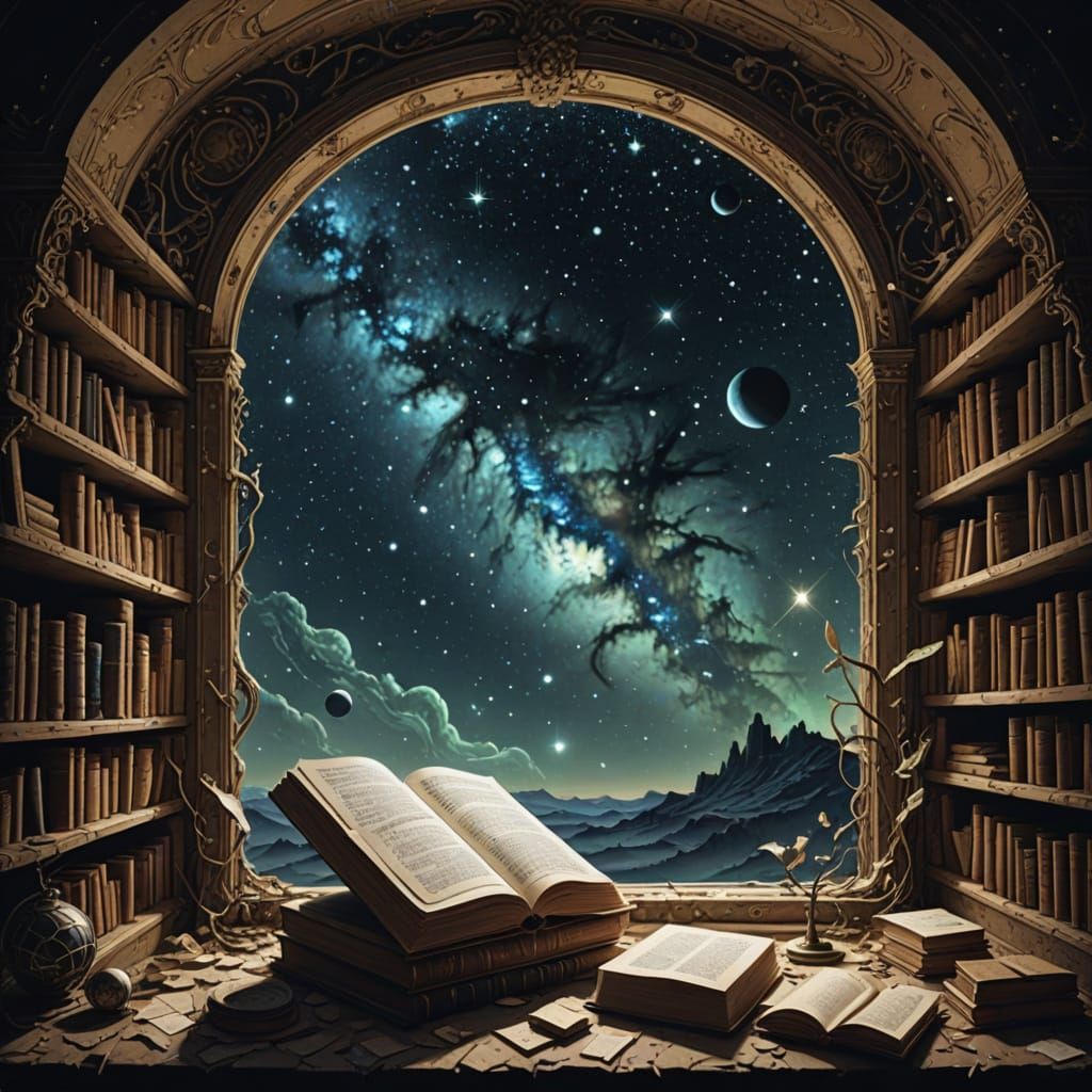 Starlight Figure Reveals Glowing Word in Abandoned Library