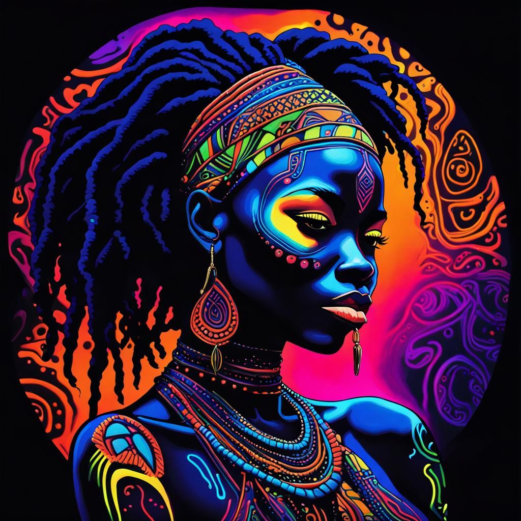 Neon Ethnic Tattoo Silhouettes in Graffiti Art