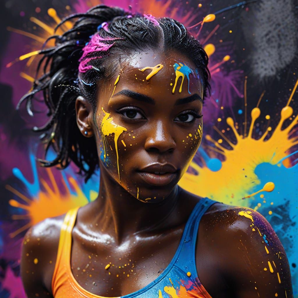 Black Ghanaian Skater in Vibrant Graffiti Art