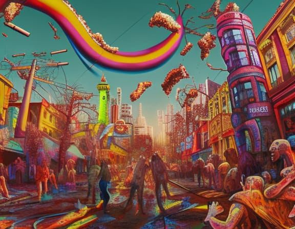 Attack of zombie in an imaginary world