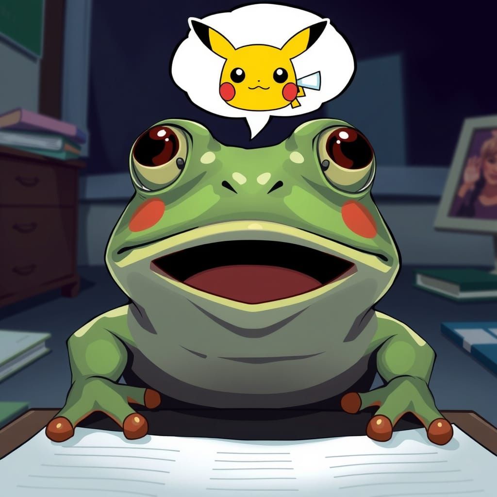 Surprised Frog in School, Meme Comic Style