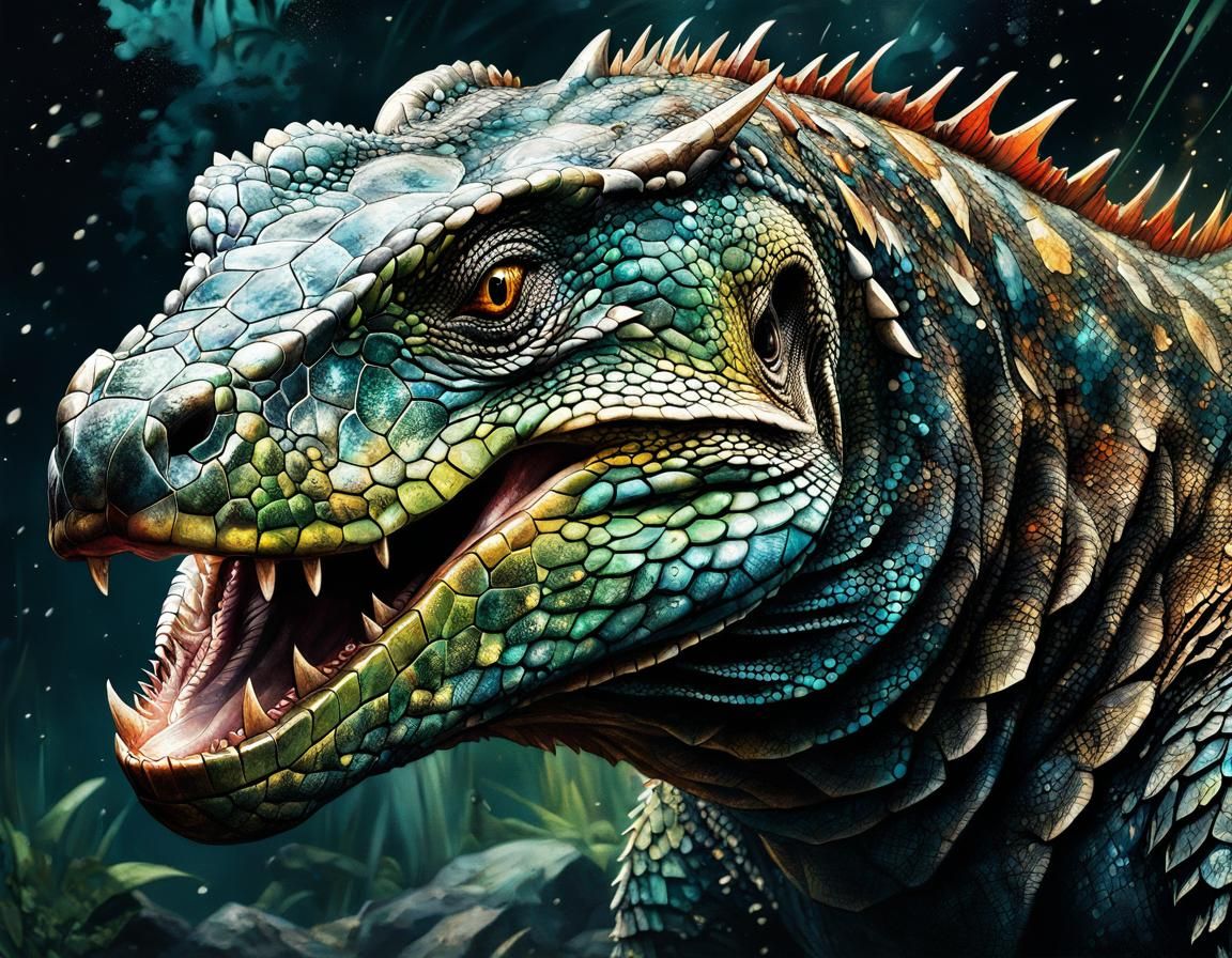 Komodo Dragon in Abstract Expressionist Style