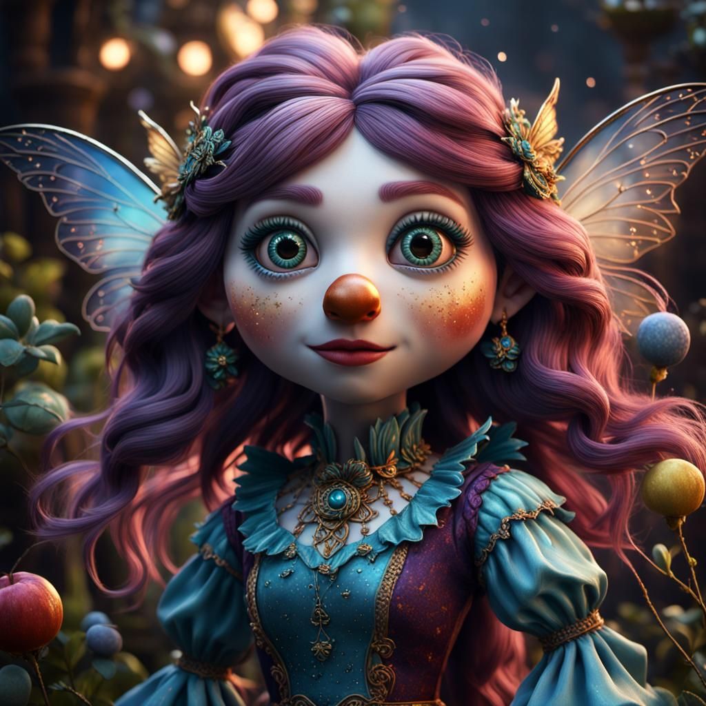 Enchanting Fairy Porcelain Muppet Doll: Detailed Digital Art