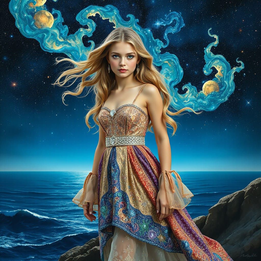 Cosmic Ocean Reflected in Ice Blue Eyes