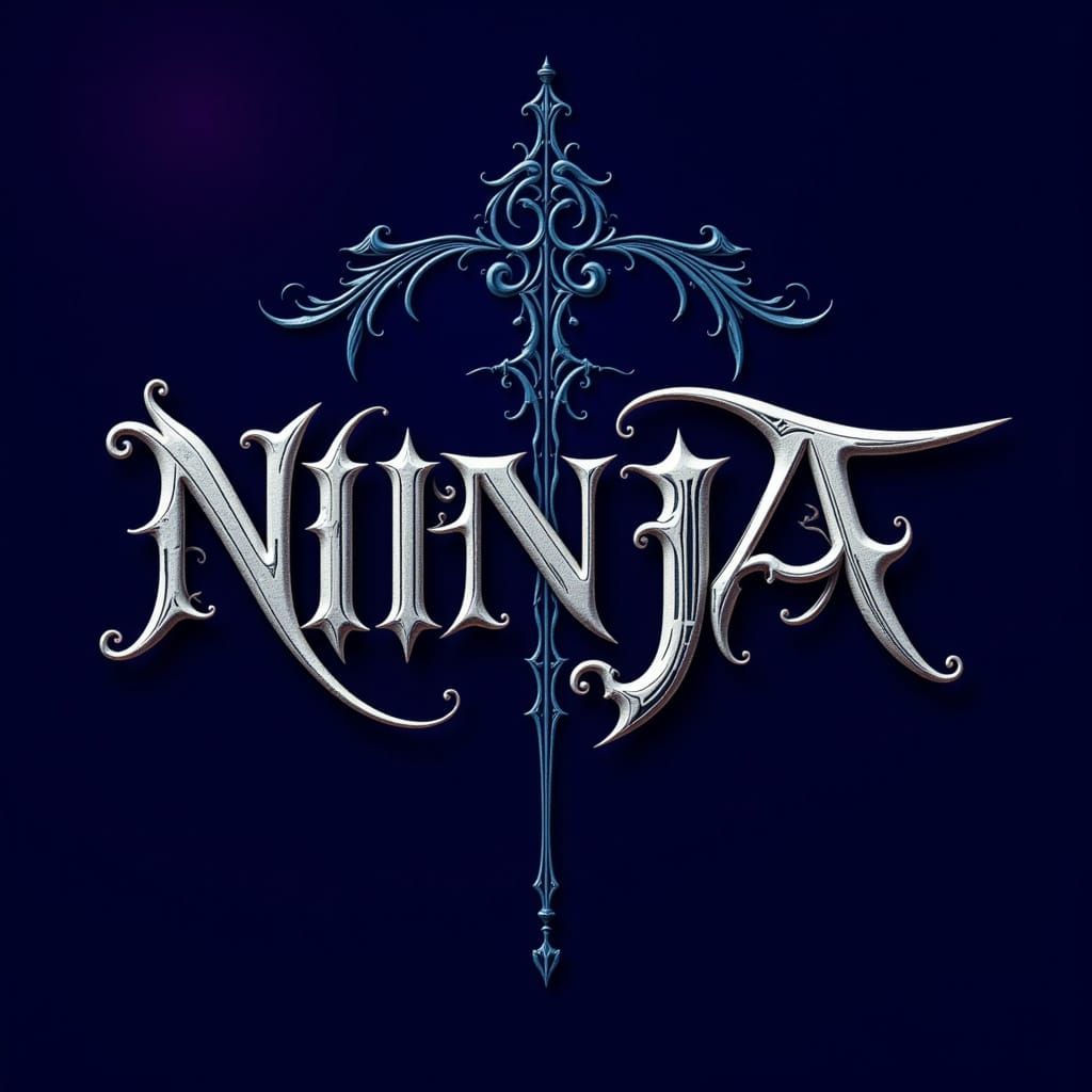 Sleek Metallic Ninja Logotype in Deep Blues and Purples