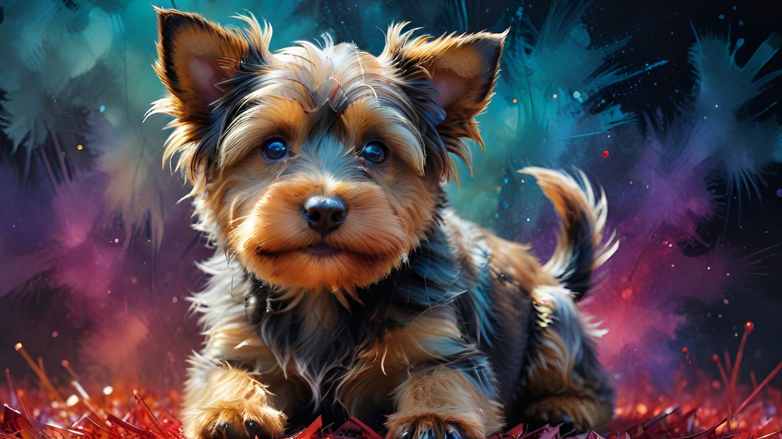 YORKSHIRE DOG PUPPY COZY SCENE 
#PET_DAY_10_APRIL