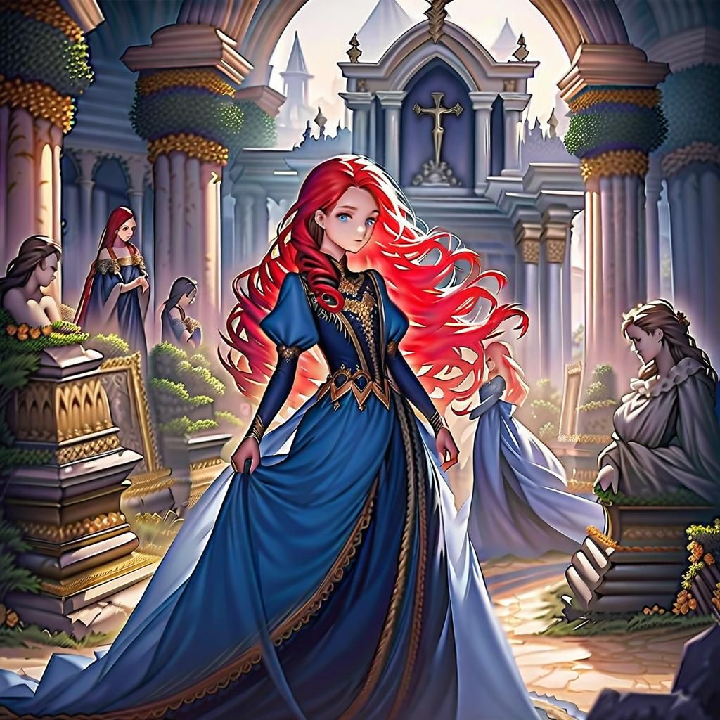 Renaissance Woman in Cemetery, Old Master's Portrait