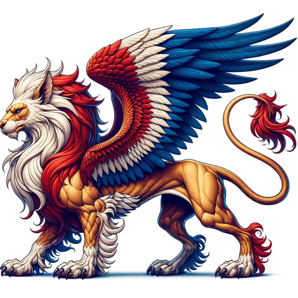 Patriotic Griffon: Red, White, and Blue Majesty