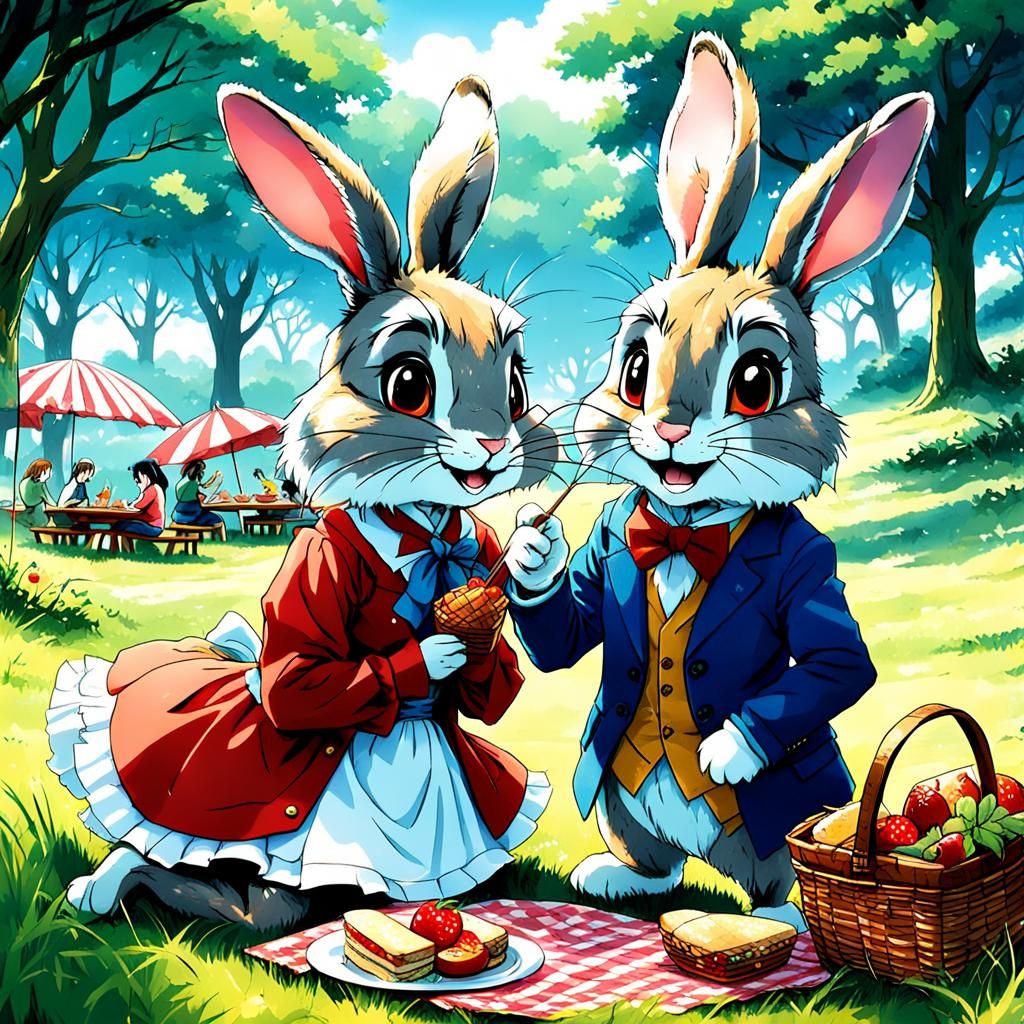 Br'er Rabbit and Girlfriend: Anime-Style Picnic