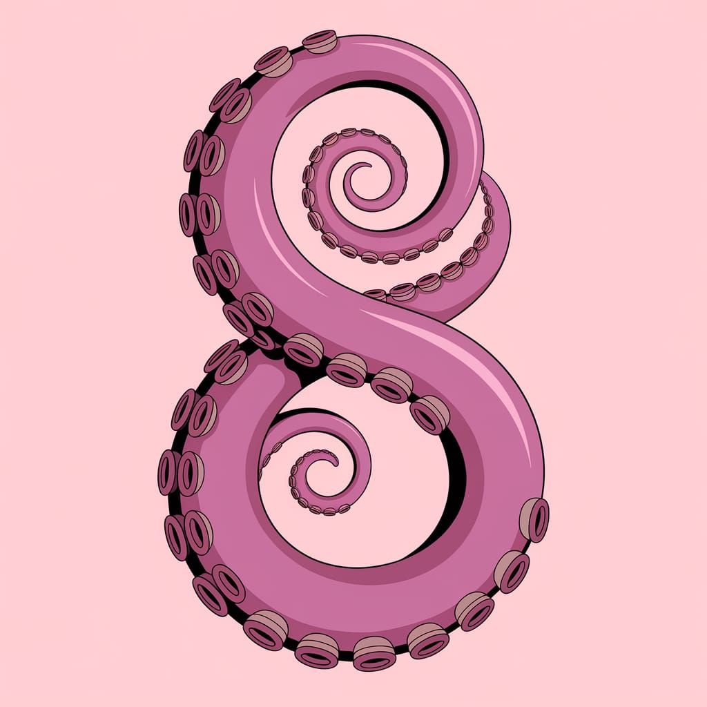 Whimsical Octopus Forms Number 8 with Twisted Tentacles