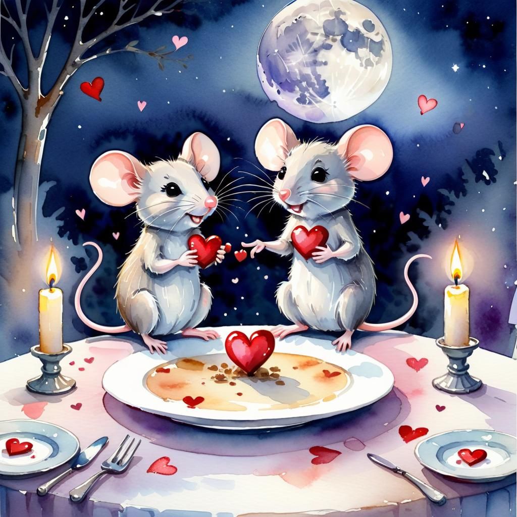 Mice in Love: Valentine's Day Watercolor Art