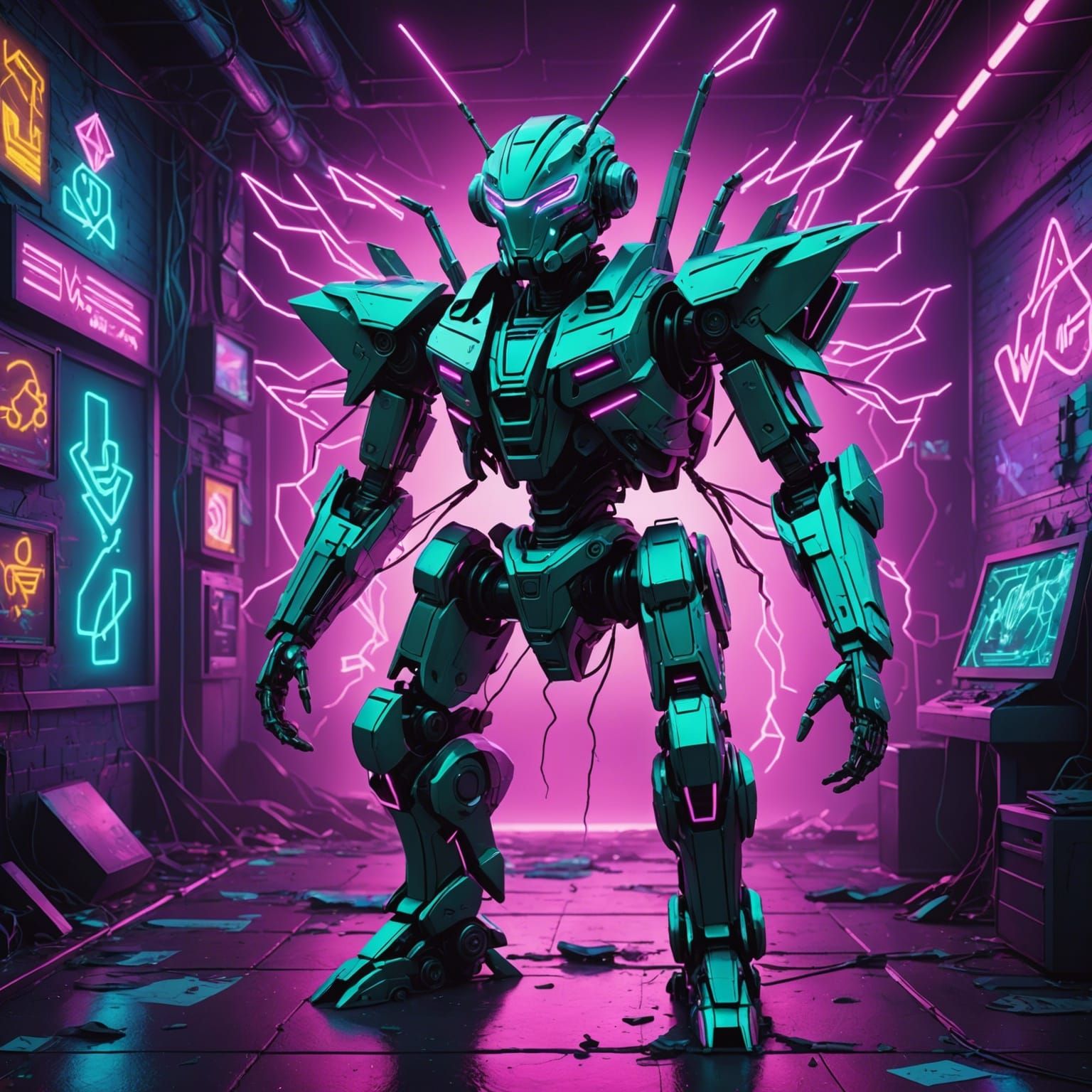 3D rendering synthwave retrowave trippy mantis  whimsical, fantasy inspired occult symbols.Grafitti background vaporwave...